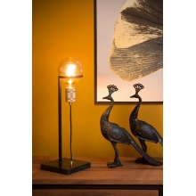 Lampa stołowa industrialna Ottelien Czarno-Mosiężna Lucide