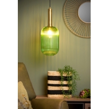 Lampa wisząca szklana retro Maloto 20 Zielony/Mosiądz Lucide