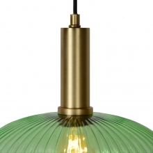 Lampa wisząca szklana retro Maloto 30 Zielony/Mosiądz Lucide