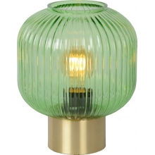 Lampa stołowa szklana retro Maloto Zielony/Mosiądz Lucide