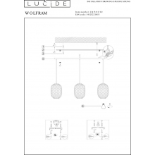 Lampa wisząca druciana potrójna Wolfram 130 złota Lucide