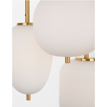 Lampa wisząca szklana potrójna glamour Tamo 30 biało-mosiężna
