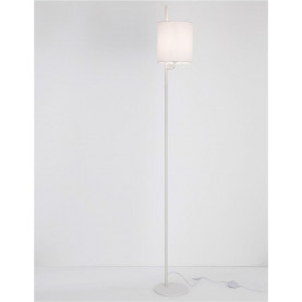 Lampa podłogowa minimalistyczna Manaya, biała lampa stojąca z abażurem. Prosty, elegancki design. Wysoka, smukła konstrukcja. Biały, cylindryczny abażur z tkaniny. Stabilna podstawa. Idealne oświetlenie do salonu lub sypialni. 2