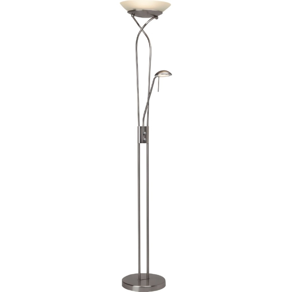 Stylizowana Lampa podłogowa szklana antyczna Ollie Led Satynowy Chrom/Biała Brilliant do hotelu i restauracji.