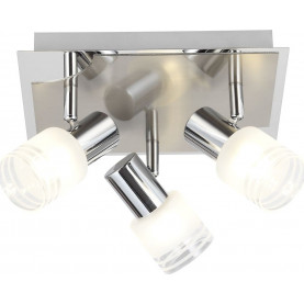 Plafon szklany potrójny Lea III Led Satynowy Chrom Brilliant - reflektorki sufitowe LED.  Trzy regulowane ramiona, chromowane wykończenie, mleczne klosze. Nowoczesny design, idealne oświetlenie do salonu, sypialni.  Energooszczędne LED. 2