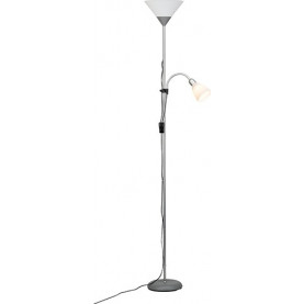 Stylizowana Lampa podłogowa szklana antyczna Spari Led Srebrna/Biała Brilliant do hotelu i restauracji.