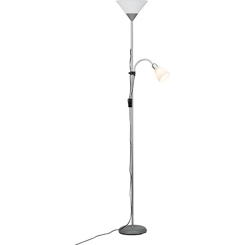 Stylizowana Lampa podłogowa szklana antyczna Spari Led Srebrna/Biała Brilliant do hotelu i restauracji.