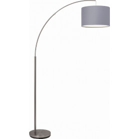 Lampa podłogowa łukowa z abażurem Clarie Szara Brilliant. Elegancka, szara lampa stojąca o łukowatym kształcie. Metalowa podstawa, szary abażur z tkaniny. Idealne oświetlenie salonu lub sypialni. Nowoczesny design. 2