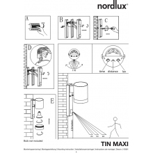 Kinkiet ogrodowy z czujnikiem Tin Maxi Sensor Aluminium Nordlux na taras, elewacje i nad drzwi.