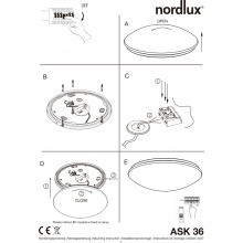Plafon okrągły Ask 36 Led Biały Nordlux do przedpokoju, sypialni i kuchni.