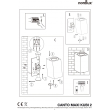 Kinkiet zewnętrzny Canto Maxi Kubi 2 Czarny Nordlux na taras, elewacje i nad drzwi.