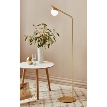 Lampa podłogowa do salonu | Lampa podłogowa szklana kula Contina biało-mosiężna Nordlux