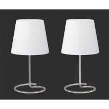 Lampa stołowa nocna z abażurem Twin Biały/Nikiel Mat Reality