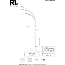 Lampa podłogowa nowoczesna 5 punktowa Rennes LED Chrom Reality