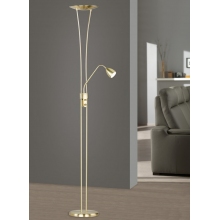 Stylizowana Lampa podłogowa z lampką do czytania Arizona Mosiądz Mat Trio do hotelu i restauracji.