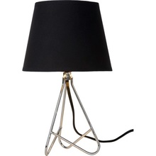 Lampa stołowa trójnóg z abażurem Gitta Chrom/Czarna Lucide do sypialni, salonu i przedpokoju.