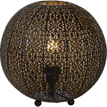 Lampa orientalna stołowa ażurowa kula Tahar 33 Czarna Lucide do sypialni, salonu i na stół.