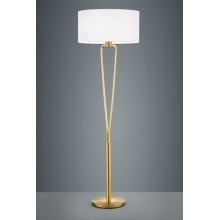Lampa podłogowa glamour z abażurem Paris II Biały/Mosiądz Mat Trio do sypialni i salonu.