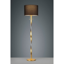 Lampa podłogowa glamour z abażurem Nandor Czarny/Złoty Trio do sypialni i salonu.