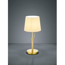 Stylizowana Lampa stołowa glamour z abażurem Lyon Mosiądz Mat Trio do salonu i sypialni.