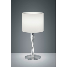 Stylizowana Lampa stołowa glamour z abażurem Nandor Biały/Nikiel Mat Trio do salonu i sypialni.