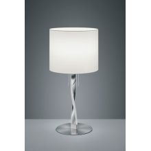 Stylizowana Lampa stołowa glamour z abażurem Nandor Biały/Nikiel Mat Trio do salonu i sypialni.