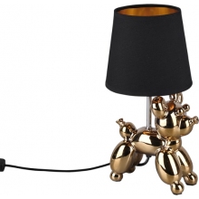 Lampa stołowa dekoracyjna piesek Bello czarno-złota Trio