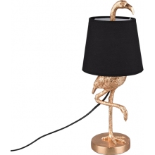Lampa stołowa dekoracyjna z flamingiem Lola czarno-miedziana Trio do salonu i sypialni