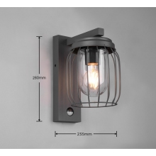 Lampy ogrodowe i zewnętrzne | Kinkiet solarny z czujnikiem ruchu Tuela antracyt Trio