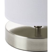 Lampa stołowa z abażurem Clarie Satynowy Chrom/Biała Brilliant