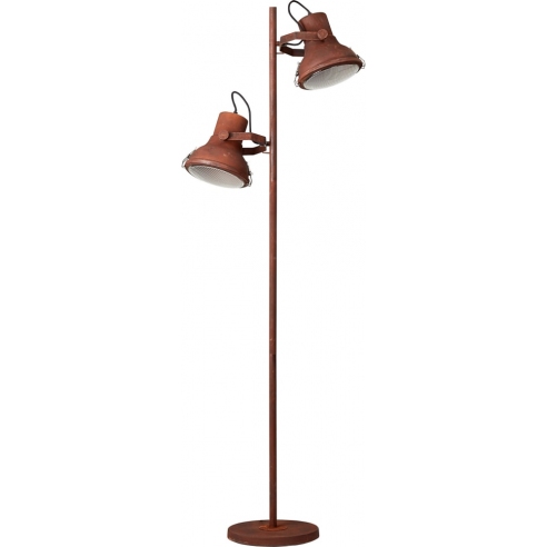 Lampa podłogowa podwójna industrialna Frodo Rdzawo-brązowa Brilliant do salonu, sypialni i gabinetu.