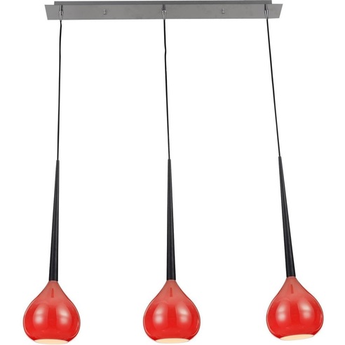 Nowoczesna Lampa wisząca szklana potrójna Libra 3Czerwona ZumaLine do kuchni i jadalni.