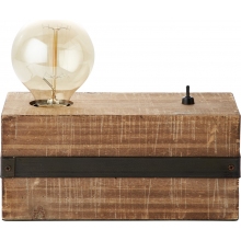 Lampa stołowa drewniana Woodhill Drewno/Antyczny Czarny Brilliant