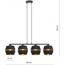Lampa wisząca nowoczesna z abażurami Piano IV 100cm czarny/złoty Emibig