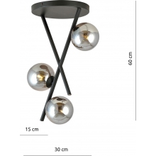 Lampa sufitowa designerska szklane kule River III 30cm grafit/czarny Emibig