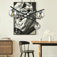 Lampa wisząca szklane kule nowoczesne Essa V 100cm grafit/czarny Emibig