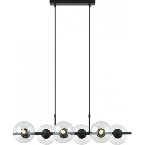 Lampa wisząca szklane kule Rory VI 95cm przeźroczysty/czarny Emibig