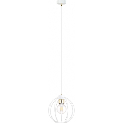 Lampa wisząca druciana kula Gino I 18cm biały/złoty Emibig