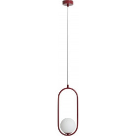 Lampa wisząca szklana kula designerska Riva Red Wine 14cm biało-czerwona Aldex