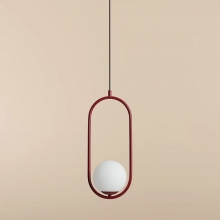 Lampa wisząca szklana kula designerska Riva Red Wine 14cm biało-czerwona Aldex