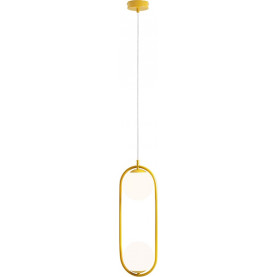 Lampa wisząca 2 szklane kule Riva Mustard 18,5cm biało-żółta Aldex