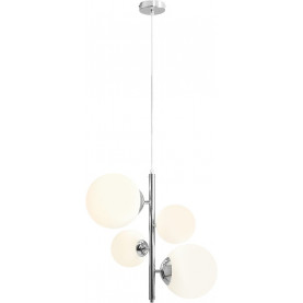 Lampa wisząca 4 szklane kule Bloom 46cm biało-chromowana Aldex