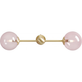 Pearl 59cm pink&brass wall lamp with 2 glass spheres Aldex