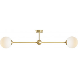 Pearl II 89cm white&brass ceiling lamp with 2 glass spheres Aldex