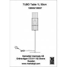 Lampa stołowa szklana tuba Tubo 50cm czarny/przeźroczysty Markslojd