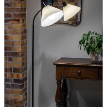 Lampa podłogowa retro z abażurem Mira czarny/biały Markslojd