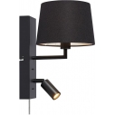 Como black wall lamp with plug and reading lamp Markslojd