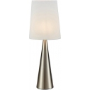 Lampa stołowa nowoczesna z abażurem Conus Satin satynowy nikiel/biały Markslojd