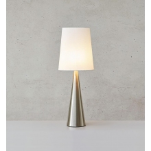 Lampa stołowa nowoczesna z abażurem Conus Satin satynowy nikiel/biały Markslojd