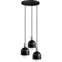 Lampa wisząca skandynawska potrójna Loft Ovoi Round III 30cm czarna Kolorowe kable